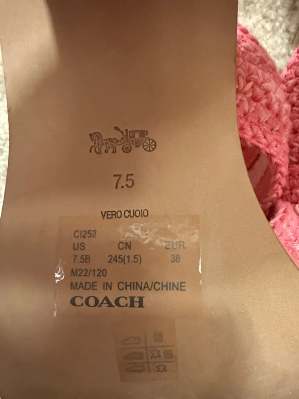 Coach Pink Woven Slide Mules - Picture 4 of 6